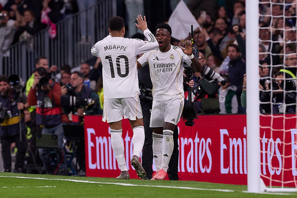 Mbappé e Vinicius Junior ganham atualmente os maiores salários do Real Madrid e da La Liga — Foto: Getty Images