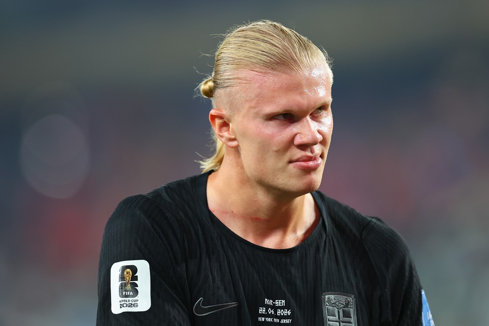 Haaland marcou quatro gols em seus dois primeiros jogos na Copa do Mundo — Foto: Rich Graessle/Icon Sportswire via Getty Images