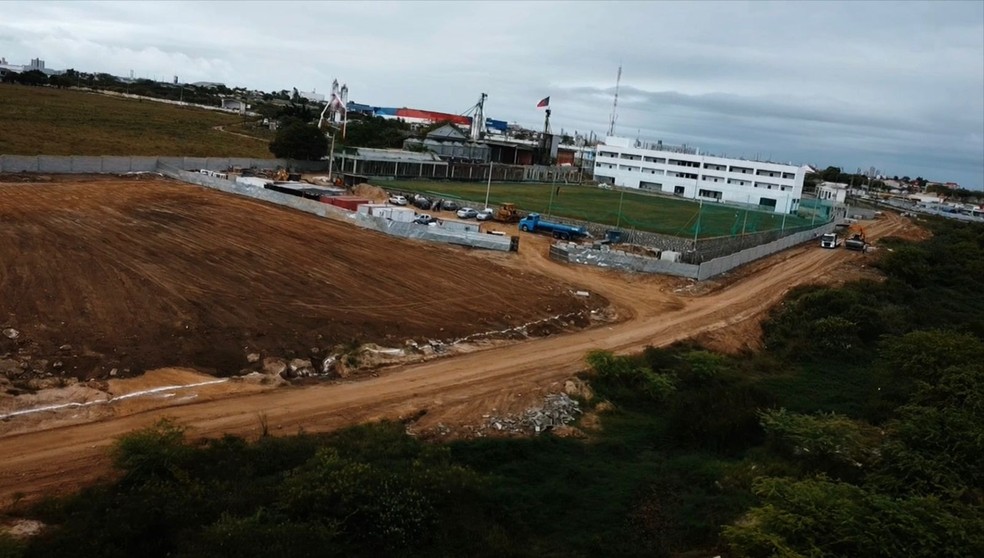 Obra do centro de treinamento do Serra Branca — Foto: Cassiano Cavalcanti / Serra Branca