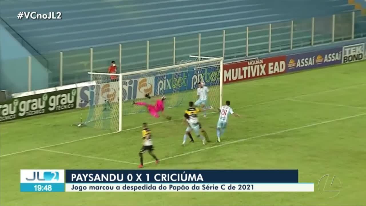 VÍDEO: assista ao gol de Paysandu 0 x 1 Criciúma, pelo quadrangular da ...