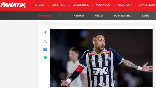 Fenerbahçe prepara salário "satisfatório" para Neymar, diz jornal - Após perder o campeonato nacional para o rival Galatasaray, time turco fará propostas para grandes jogadores do futebol europeu a pedido de Mourinho