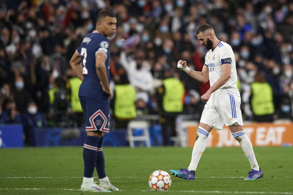 Karim Benzema Mbappé Real Madrid PSG — Foto: Getty Images