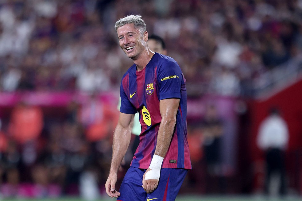 Robert Lewandowski em ação pelo Barcelona.