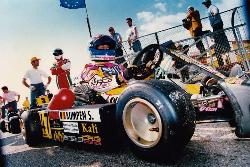 Sophie Kumpen, mãe de Max Verstappen, já foi campeã de kart — Foto: Reprodução