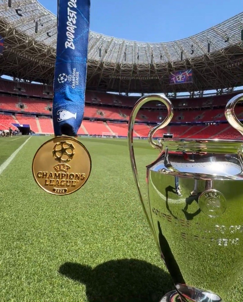 Medalha da final da Champions League 2025/2026 — Foto: Reprodução X