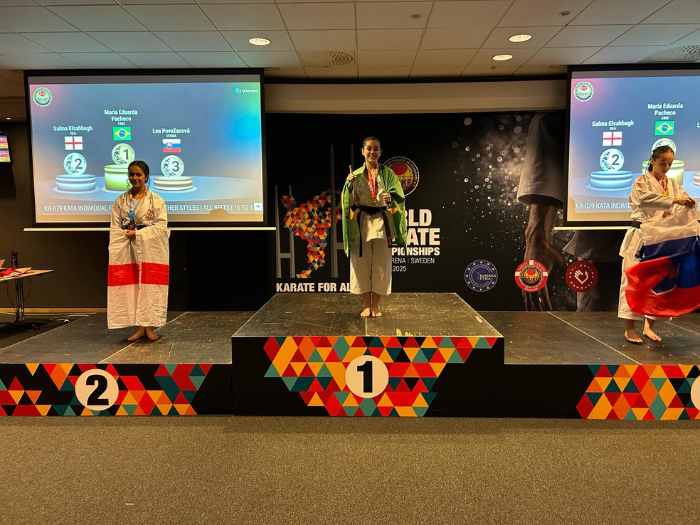 Karatecas no campeonato mundial WUFK — Foto: Reprodução/Redes Sociais