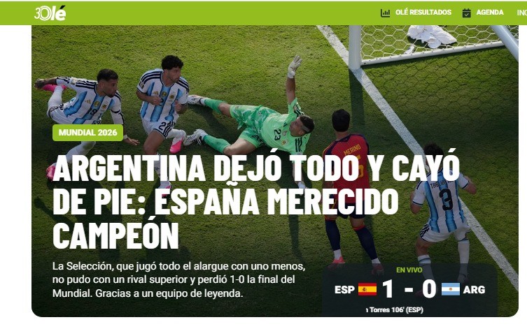 "Caiu de pé": imprensa argentina exalta campanha do país, apesar da derrota; veja