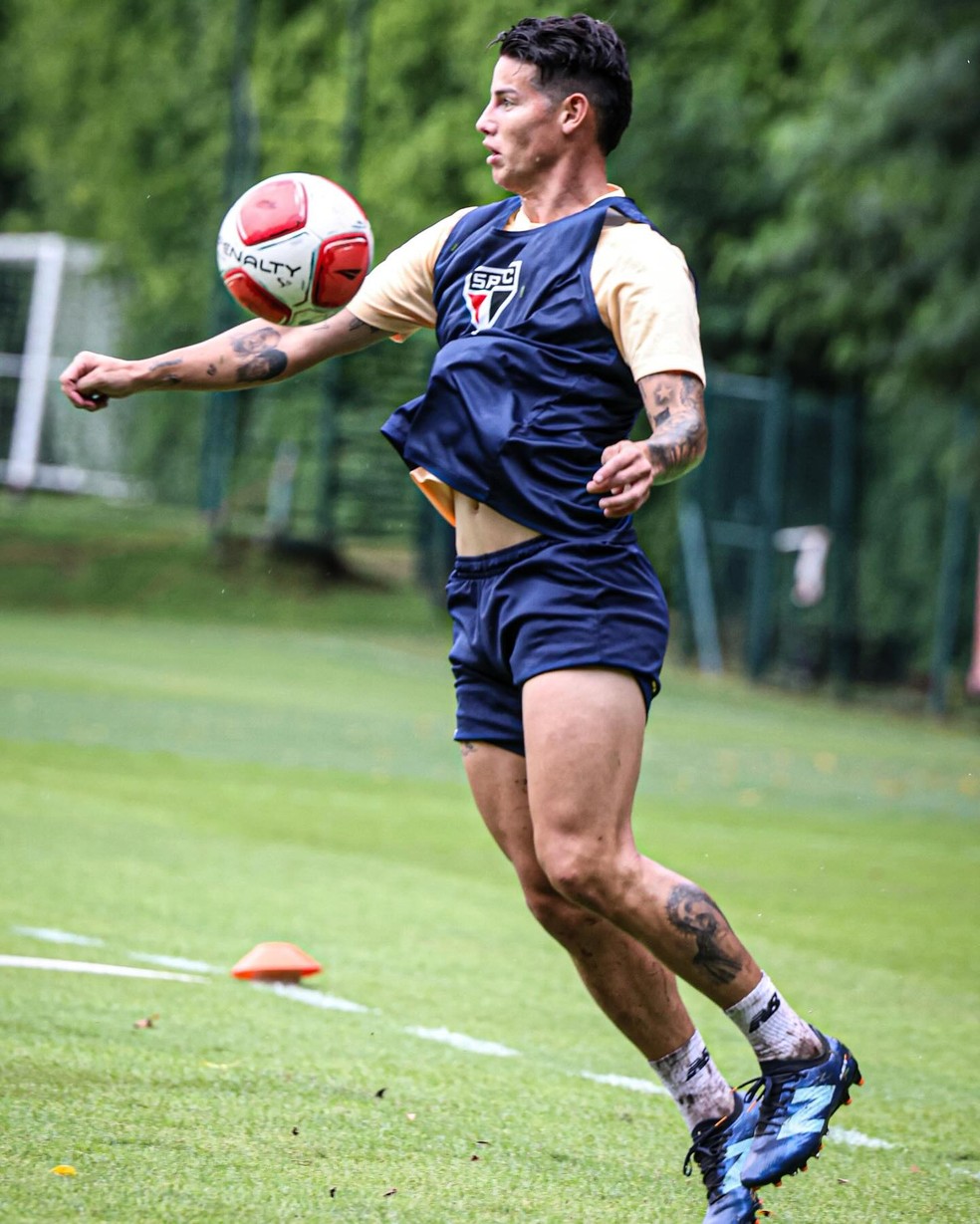 James Rodríguez em treino do São Paulo — Foto: Reprodução / Instagram