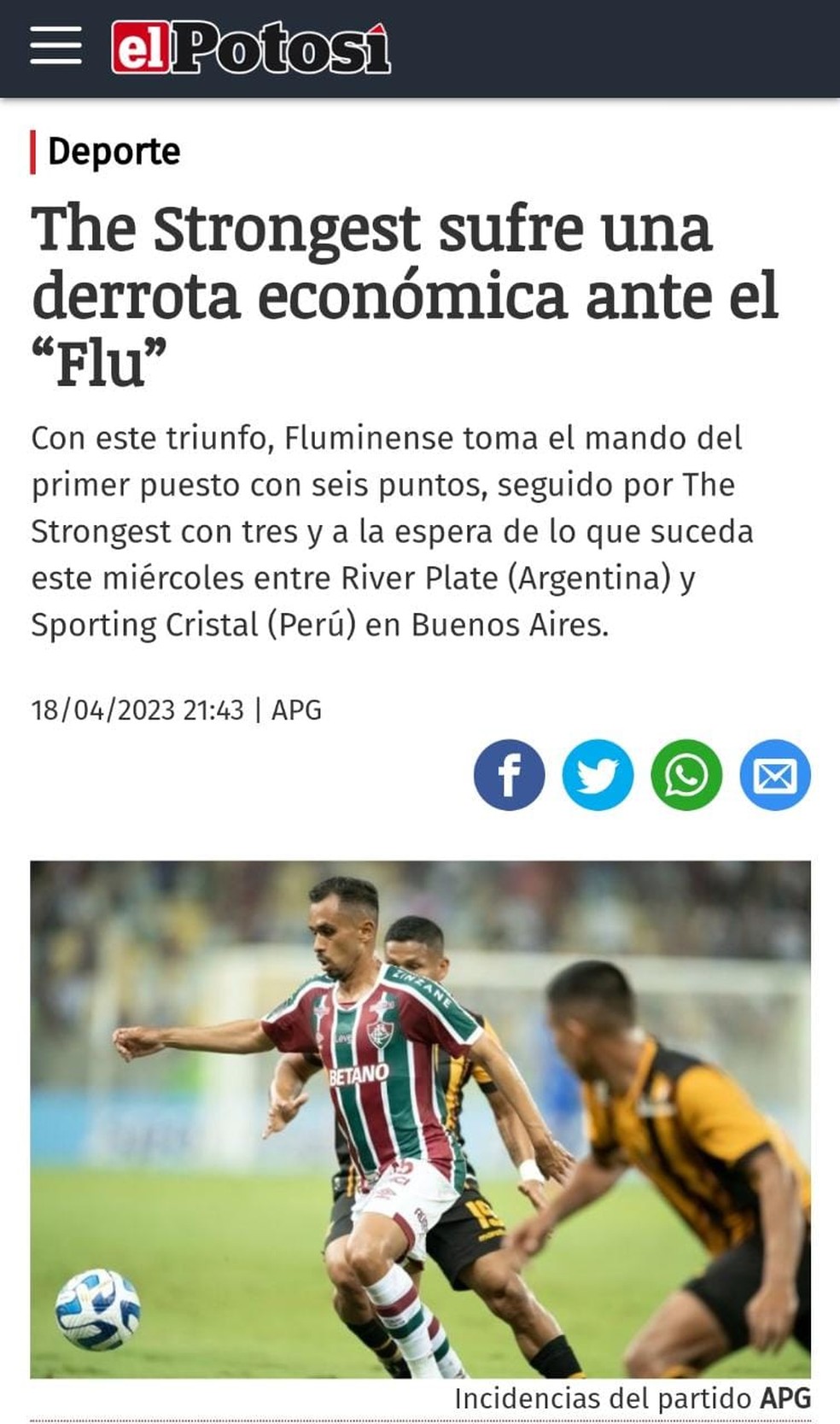 Fluminense encara 'escrita' de brasileiros contra The Strongest em