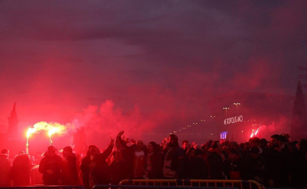 Vini Jr foi alvo de cantos racistas de torcedores do Atlético de Madrid — Foto: Getty Images