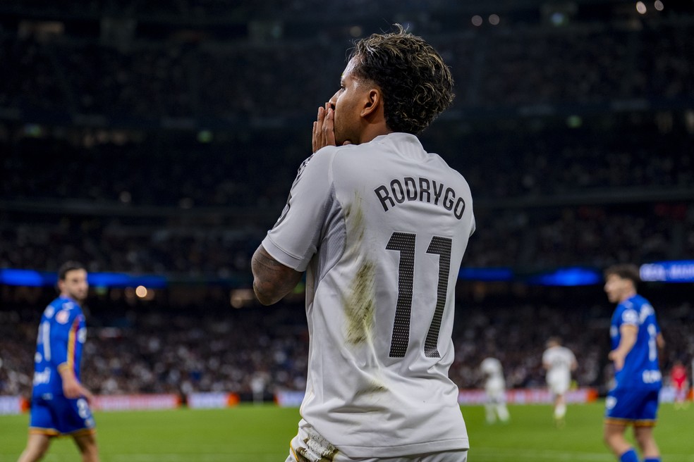 Rodrygo na partida contra o Getafe — Foto: Getty Images