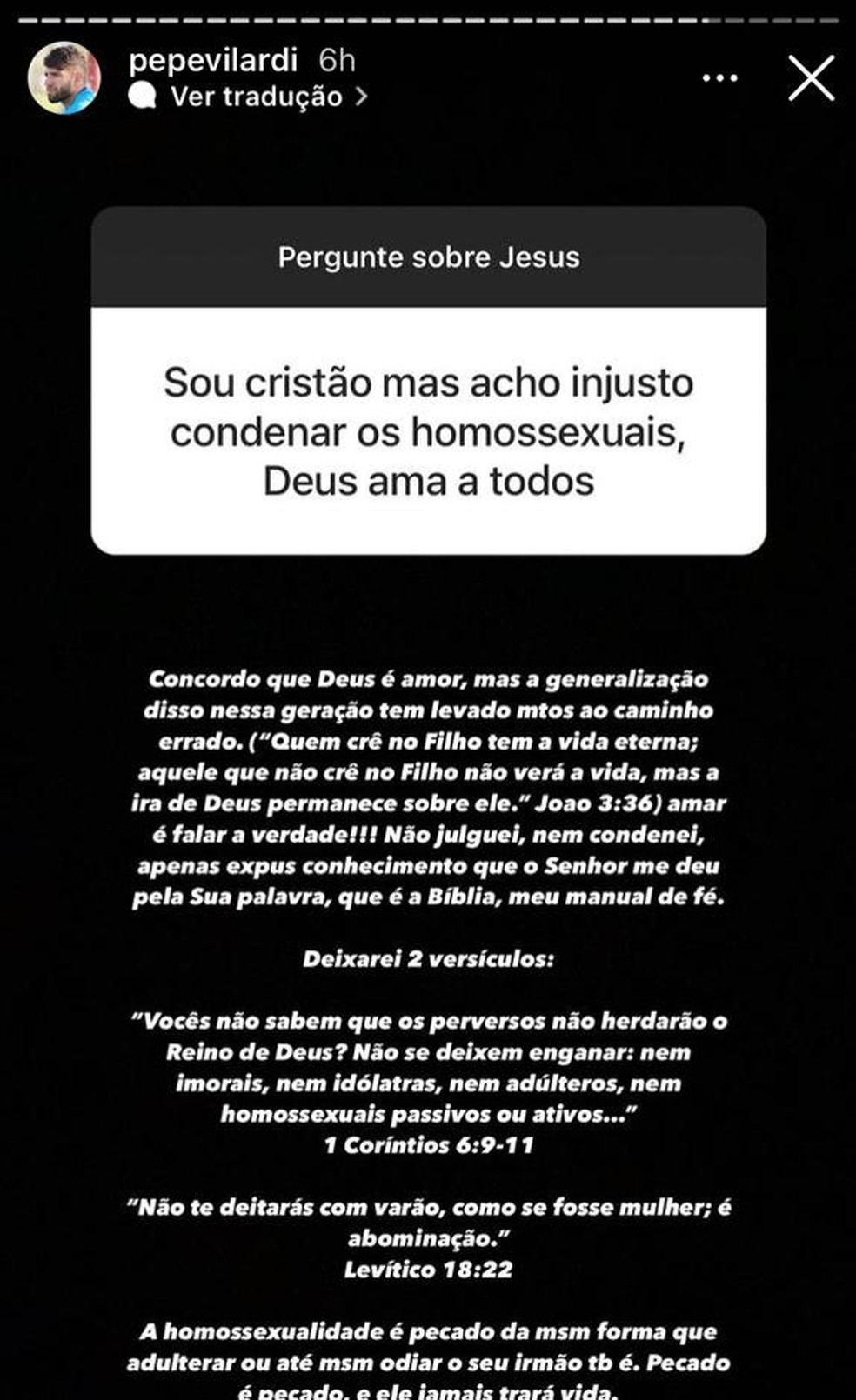 Cuiabá: Pepê diz que homossexualidade 'é pecado' e 'leva à condenação