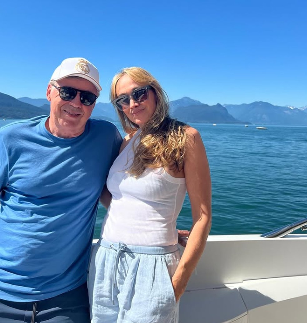 Carlo Ancelotti ao lado da esposa Mariann Barrena McClay, em viagem no Canadá — Foto: Reprodução / Instagram