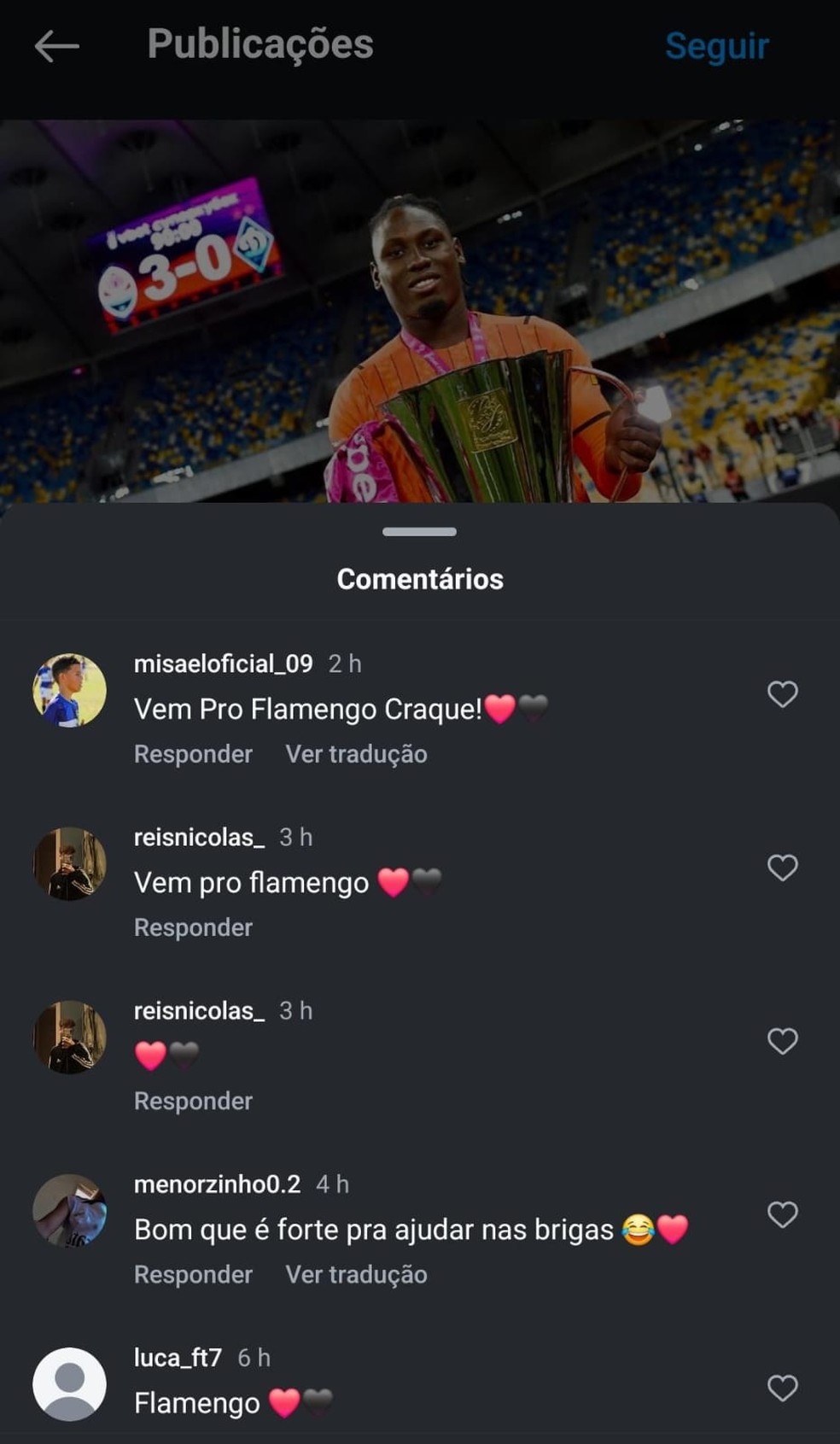 Torcedores do Flamengo invadem rede social de Lassina Traoré — Foto: Reprodução / Instagram