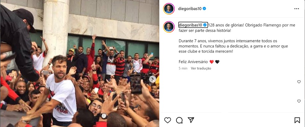 Diego Ribas faz homenagem ao Flamengo — Foto: Reprodução