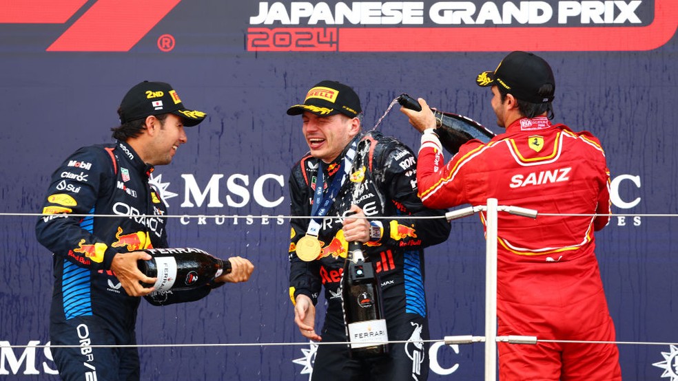 Pódio do GP do Japão de F1 — Foto: Clive Rose - Formula 1/Formula 1 via Getty Images