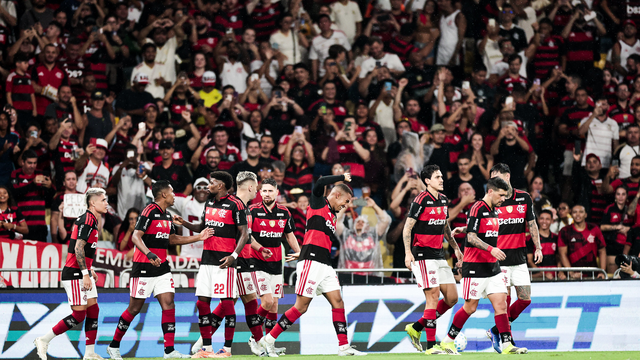 Jogadores do Flamengo na vitória sobre o Remo