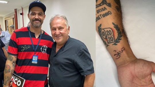 Torcedor do Flamengo transforma autógrafo de Zico em tatuagem
