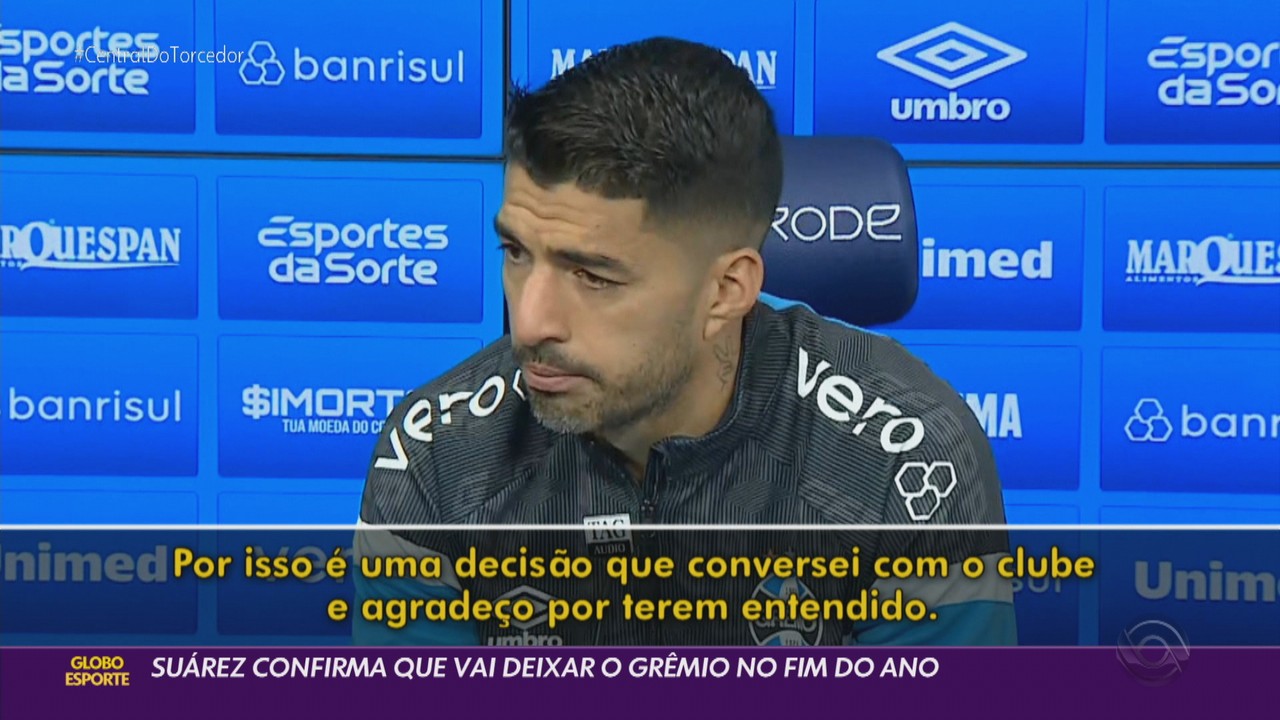 Suárez confirma saída do Grêmio ao final da temporada por conta de desgaste físico