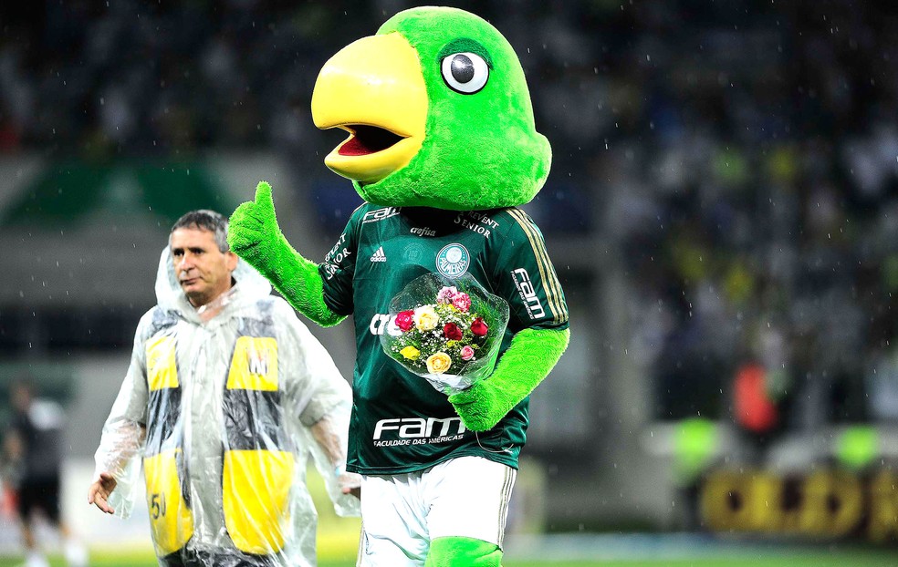 Mascote do Palmeiras presente no Allianz Parque — Foto: Marcos Ribolli
