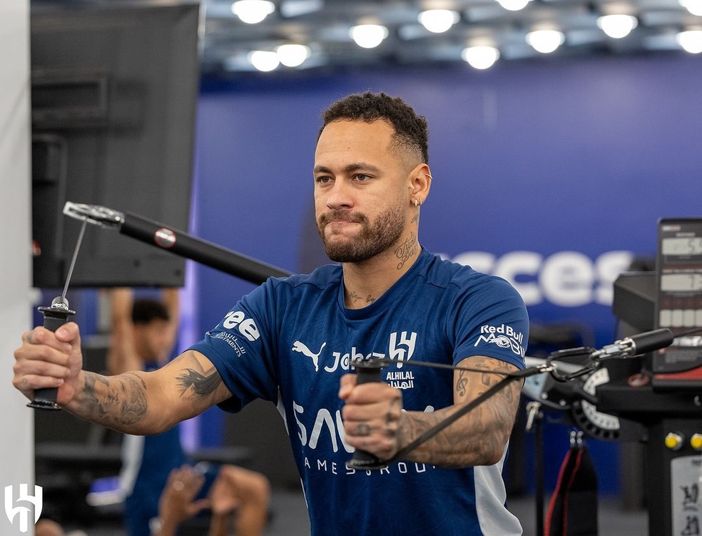 Neymar, em treino físico no Al-Hilal recentemente — Foto: Divulgação/Al-Hilal