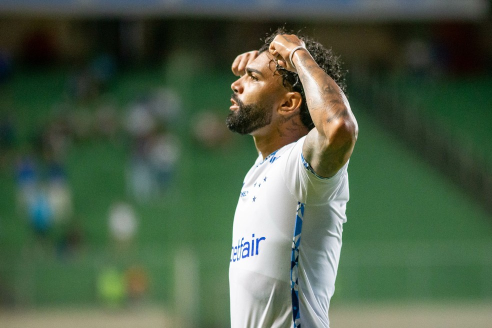 Gabigol comemora gol do Cruzeiro contra o Itabirito — Foto: Fernando Moreno/AGIF