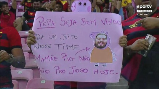 Torcida do Sport faz cartaz da Peppa Pig para receber novo técnico: "Seja bem-vindo!"