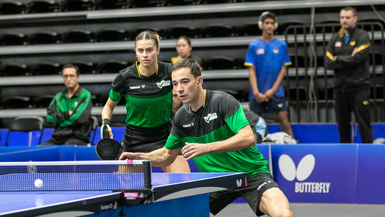 Hugo Calderano e Bruna Takahashi batem porto-riquenhos e levam o Pan-Americano de duplas mistas  - Foto: (ITTF Americas/ Divulgação)