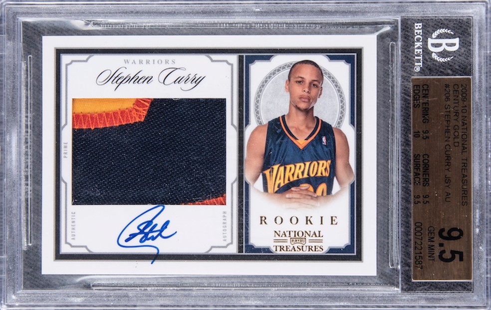 Figurinha autografada de Stephen Curry no início da carreira na