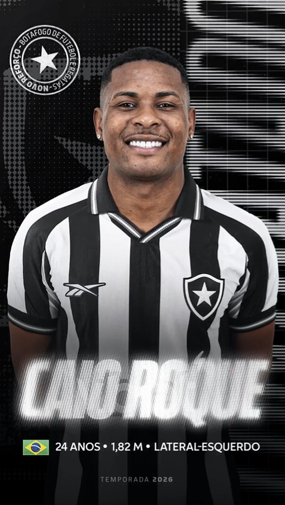 Botafogo anuncia contratação do lateral-esquerdo Caio Roque — Foto: Reprodução