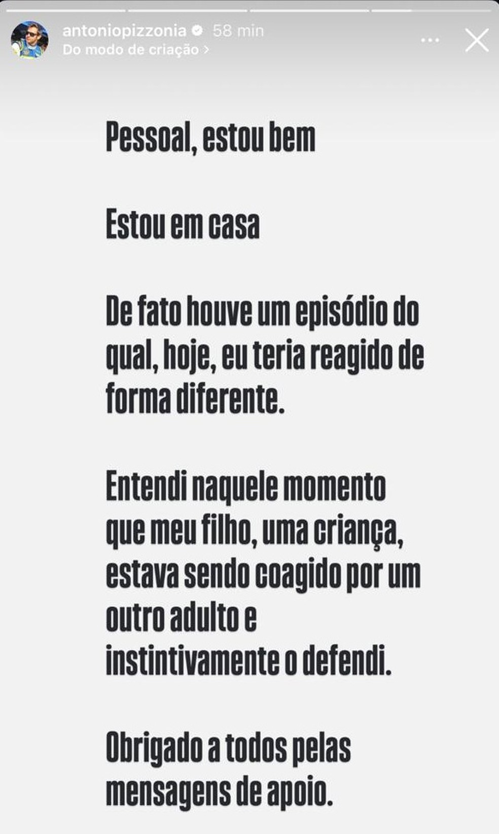 Antônio Pizzonia fala sobre prisão nos EUA após agressão — Foto: Reprodução/Redes sociais