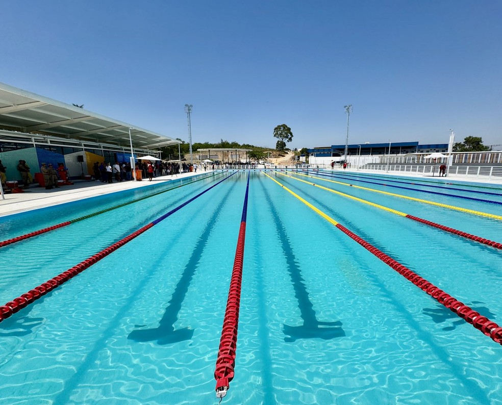 A piscina olímpica da Rio 2016 instalada no Parque Oeste — Foto: Beth Santos/Prefeitura do Rio