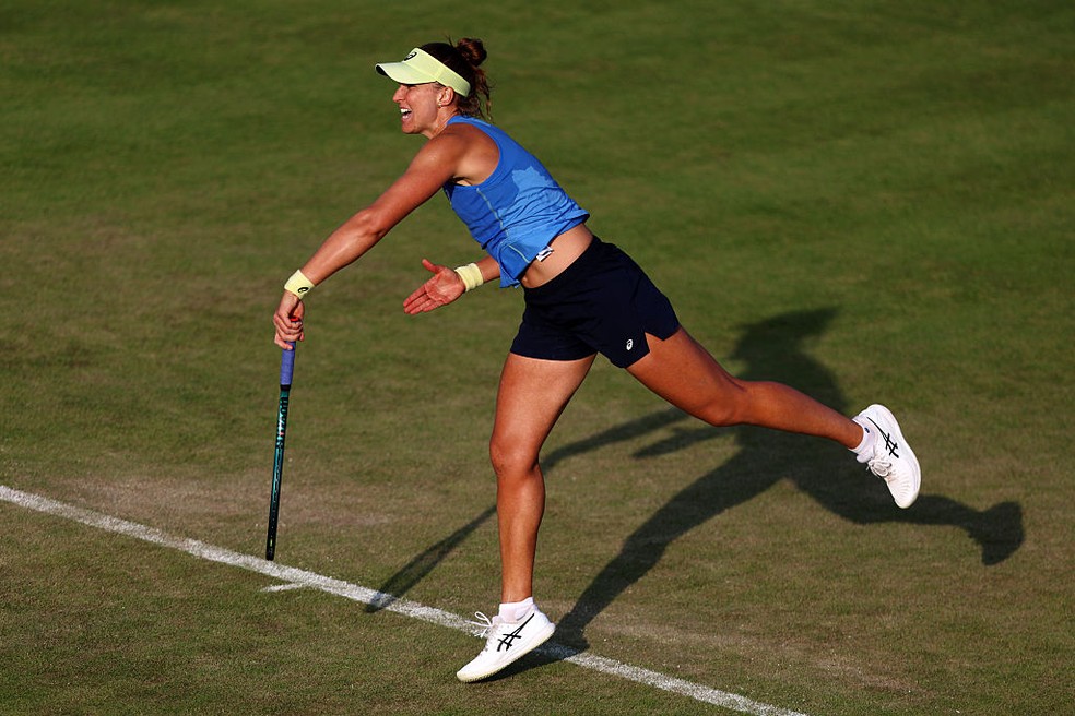 Bia Haddad foi eliminada pela americana McCartney Kessler no WTA 250 de Nottingham — Foto: Nathan Stirk/Getty Images for LTA