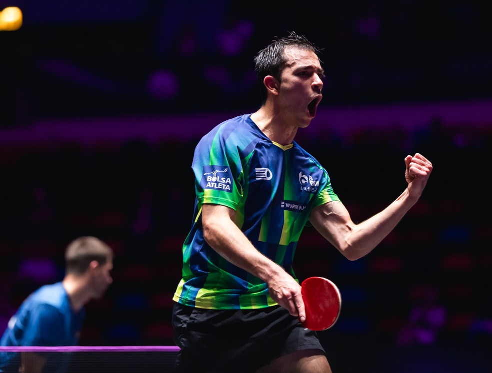 Hugo Calderano vence alemão e vai às semifinais na China — Foto: Divulgação/WTT