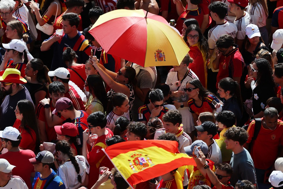 Praça Cibeles, na Espanha, aguarda a delegação para comemorar o título mundial — Foto: Reuters