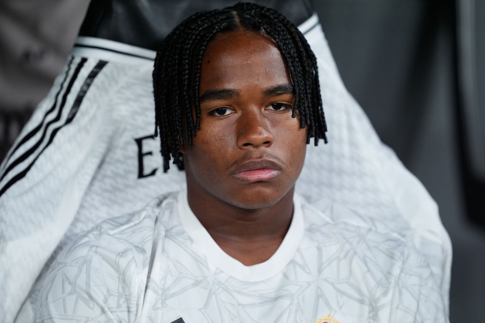 Endrick não foi utilizado pelo Real Madrid nos últimos jogos da temporada — Foto: Getty Images
