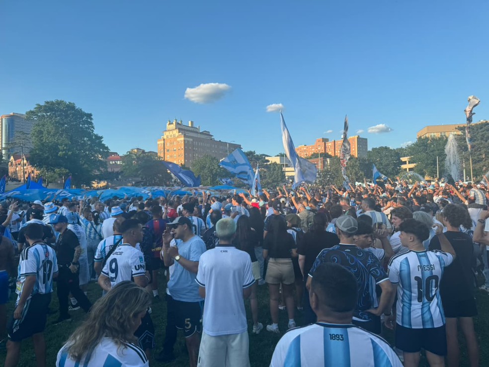 Banderazo da Argentina em Kansas City — Foto: Jorge Natan / ge.globo