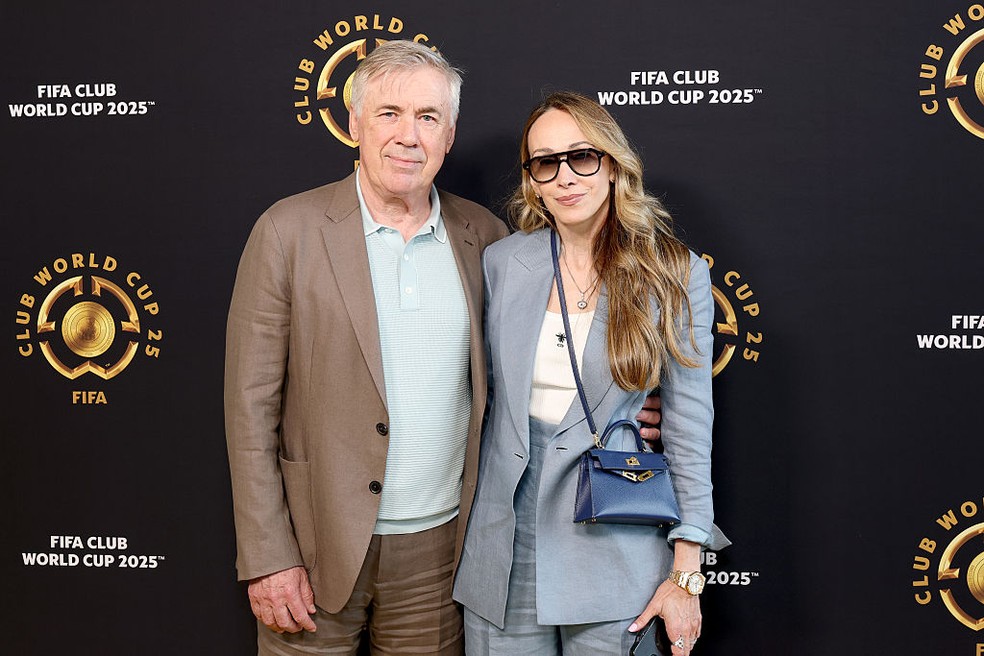 Carlo Ancelotti no tapete vermelho do MetLife Stadium para final da Copa de Clubes — Foto: Kevin Mazur/Getty Images for Global Citizen