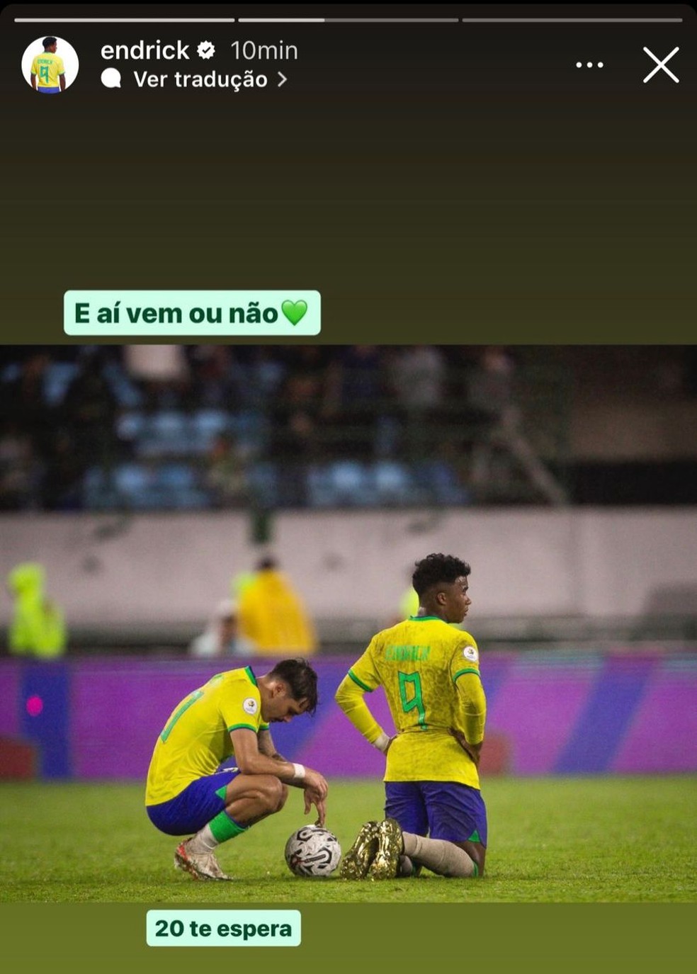 Endrick posta brincadeira com Maurcio, do Internacional, em campanha pelo Palmeiras  Foto: Reproduo