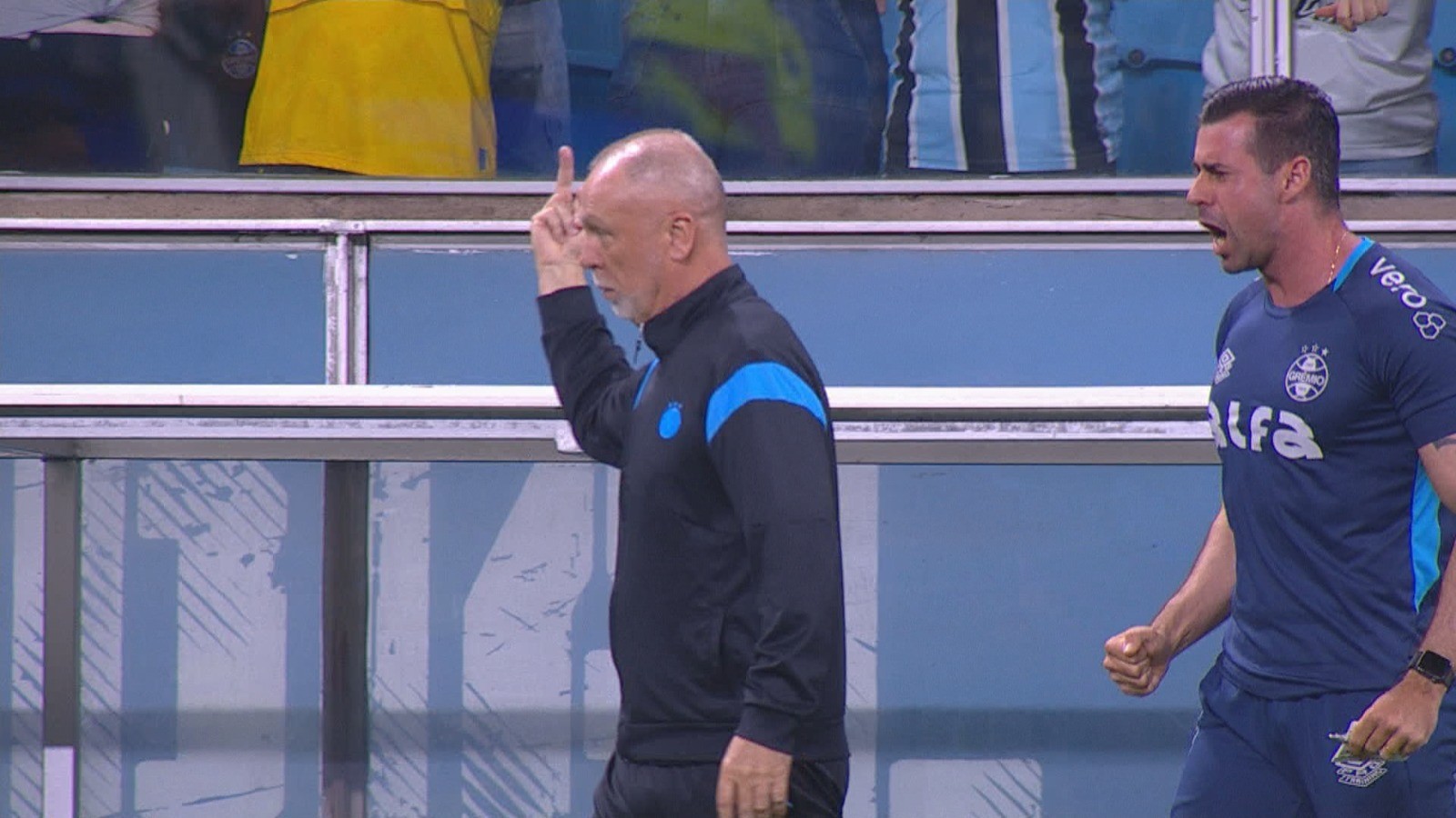 Mano insulta torcedor após gol do Grêmio com gesto obsceno; imagens.