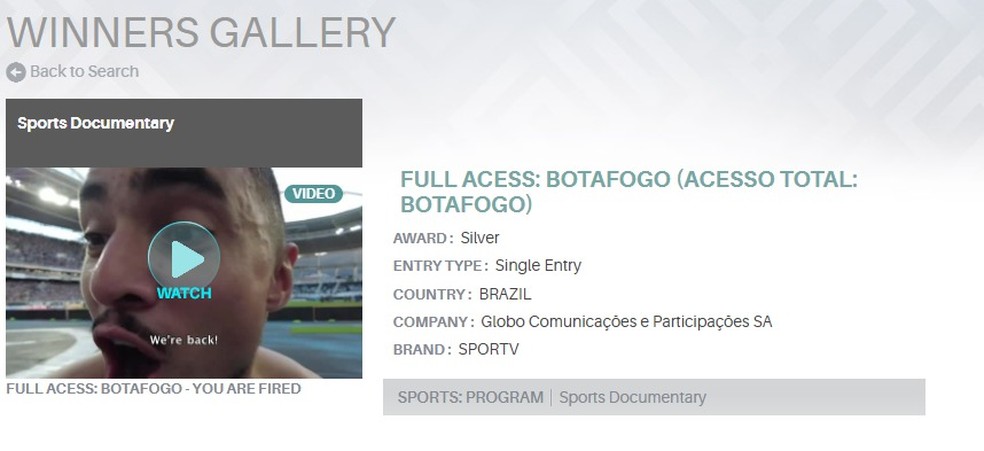 Documentário 'Acesso Total Botafogo' é premiado com a prata no New York  Festivals - Lance!