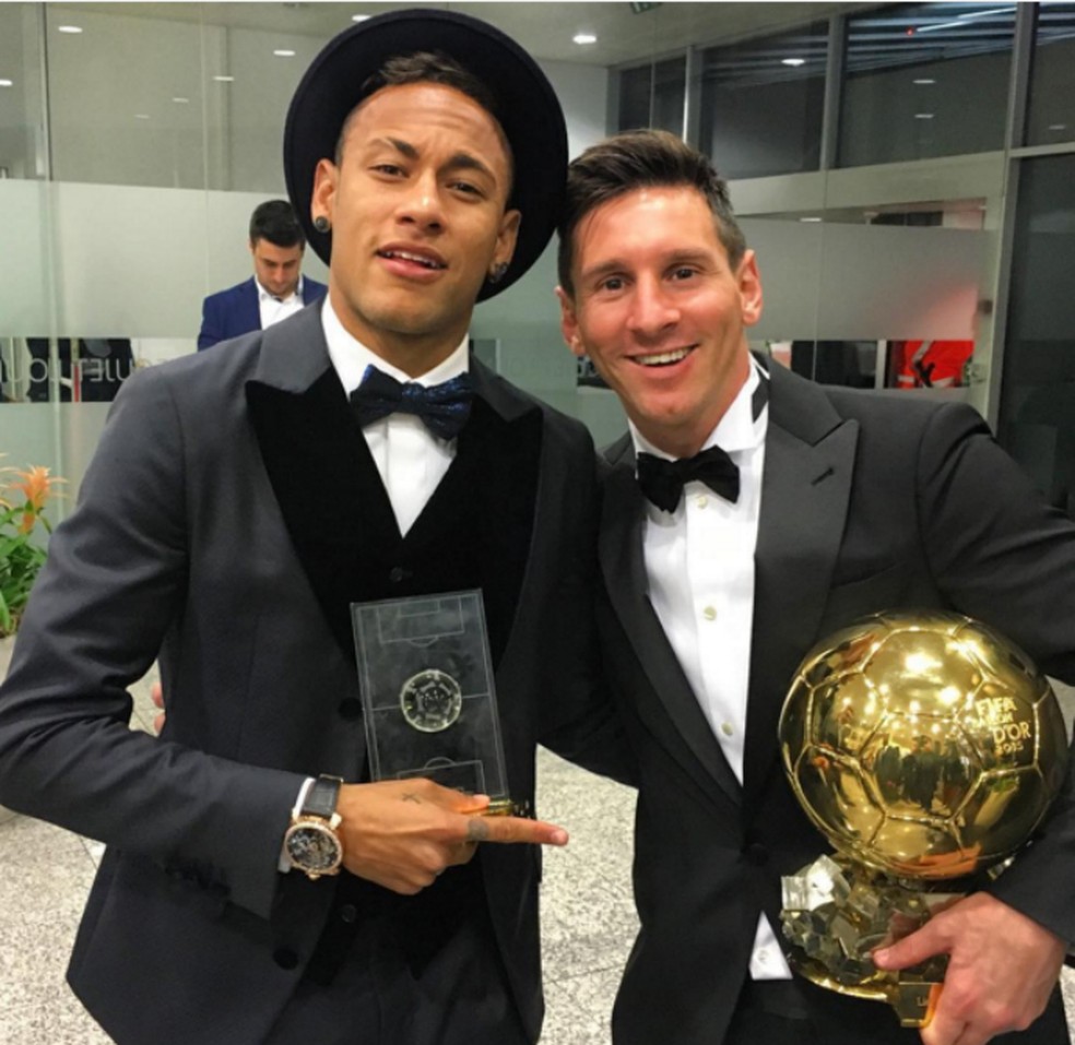 Neymar e Messi, vencedor da Bola de Ouro de 2016 — Foto: Reprodução / Instagram