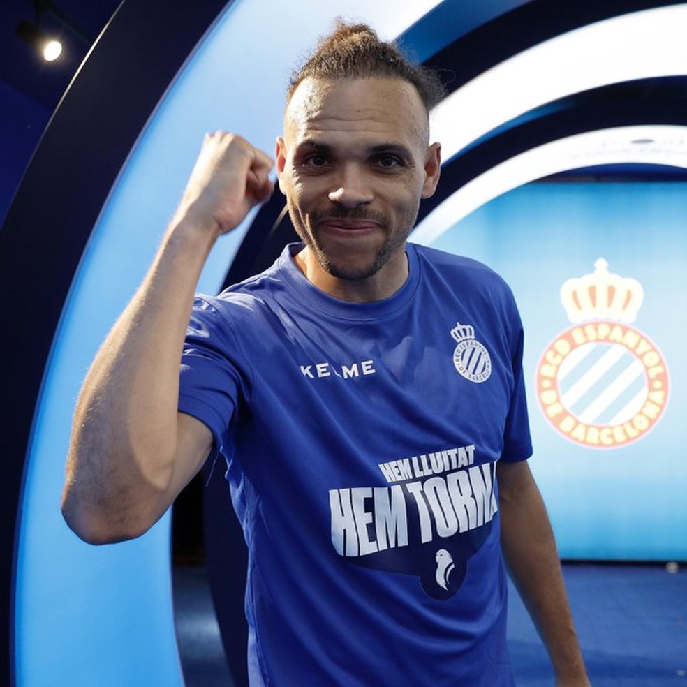 Braithwaite estava no Espanyol — Foto: Divulgação/Espanyol