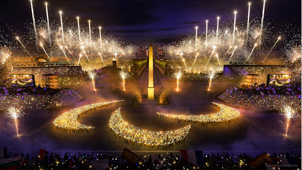 Projeção da cerimônia de abertura das Paralimpíadas de Paris — Foto: Paris 2024