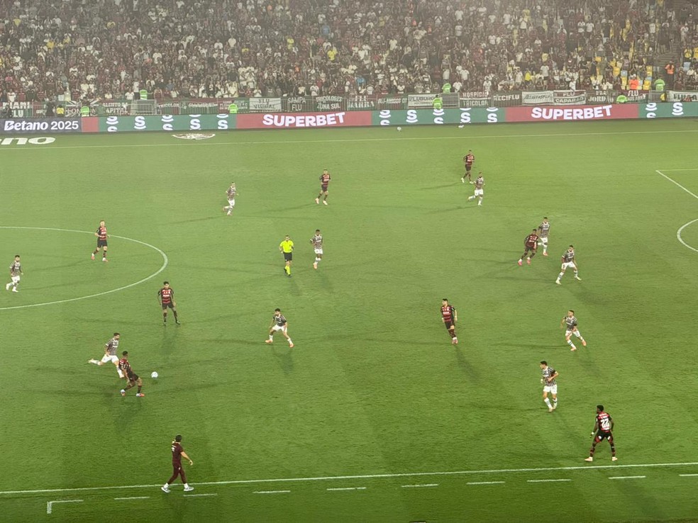 Posicionamento do Flamengo no primeiro tempo contra o Fluminense  Foto: Luiza S/ge