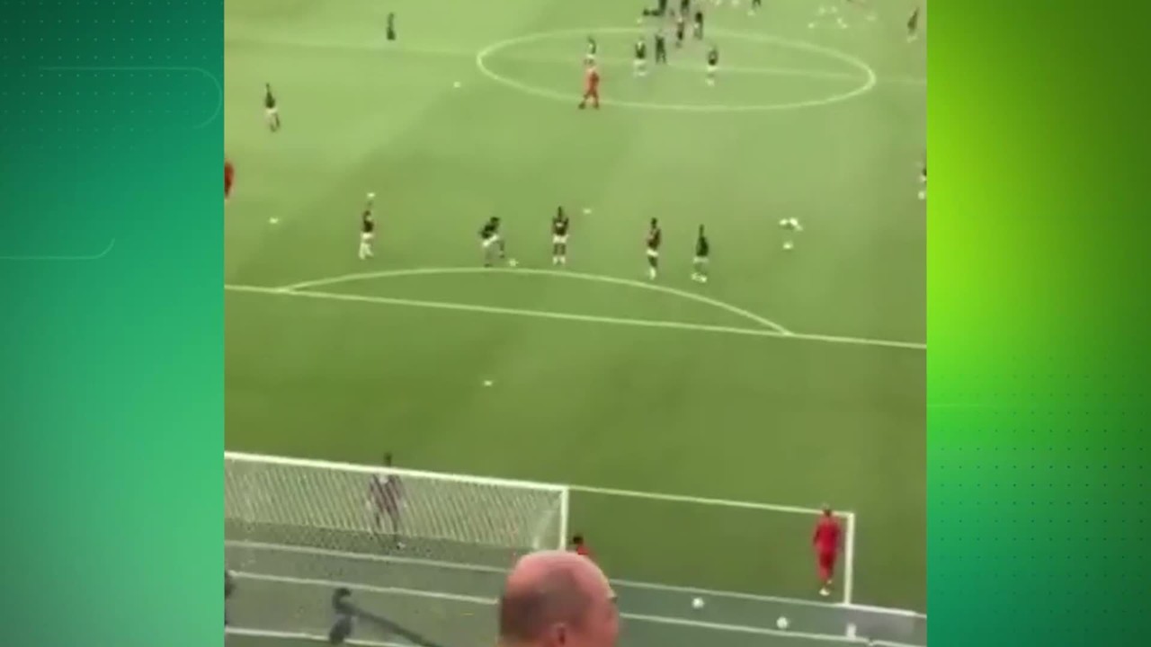 Chute de Gabigol em dire&ccedil;&atilde;o &agrave; torcida do Athletico-PR durante aquecimento viraliza