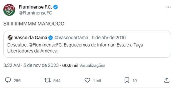 Fluminense se burla de Vasco tras ganar la Libertadores |  fluminense