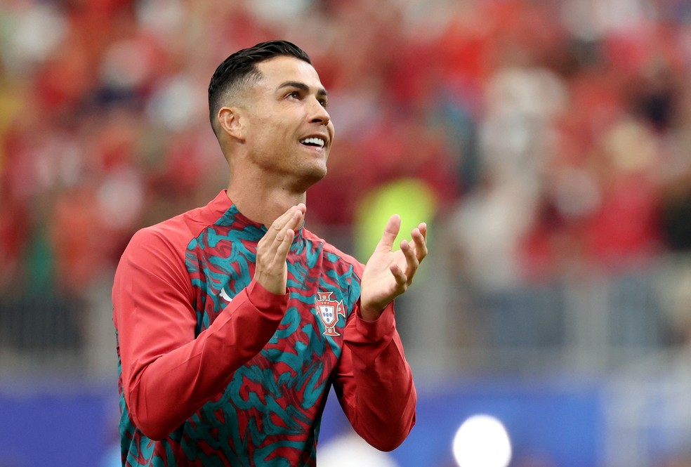 Cristiano Ronaldo aquece antes de Portugal x RD Congo — Foto: IMAGN IMAGES via Reuters/Troy Taormina