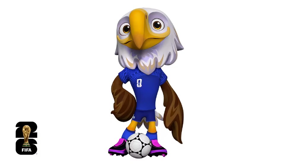 A águia Clutch, mascote do EUA, na Copa do Mundo — Foto: Fifa