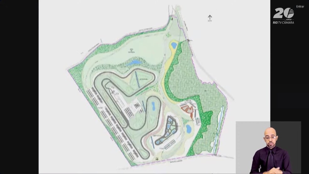 Imagem detalha projeto de Autódromo em Guaratiba, Zona Oeste do Rio de Janeiro — Foto: Reprodução/Câmara do Rio de Janeiro